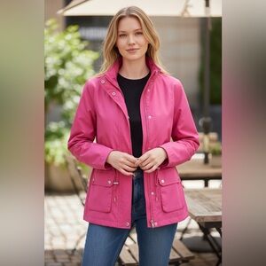 ( RALPH LAUREN) Pink Utility Jacket Vibrant Casual Outerwear